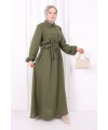 Düğme Detaylı Elbise 6097 Haki