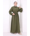 Düğme Detaylı Elbise 6097 Haki