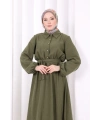 Düğme Detaylı Elbise 6097 Haki