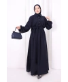 Düğme Detaylı Elbise 6097 Lacivert