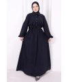 Düğme Detaylı Elbise 6097 Lacivert
