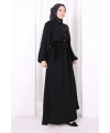 Düğme Detaylı Elbise 6097 Siyah