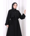 Düğme Detaylı Elbise 6097 Siyah