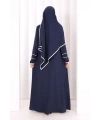Düğme ve Şerit Detay Fermuarlı Ferace 7072 Lacivert