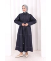 Düğmeli Denim Elbise 7070 Lacivert