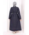 Düğmeli Denim Elbise 7070 Lacivert