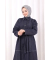 Düğmeli Denim Elbise 7070 Lacivert