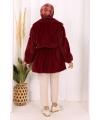 Düğmeli Kaban 70059 Bordo