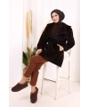 Düğmeli Kaban 70059 Kahverengi