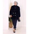Düğmeli Kaban 70059 Lacivert