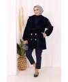 Düğmeli Kaban 70059 Lacivert
