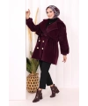Düğmeli Kaban 70059 Mor