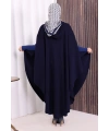 Düğmeli Kapşonlu Triko Panço 18342 Lacivert