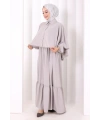 Düğmeli Pelerinli Elbise 6080 Gri