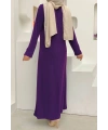 Düz Bisklet Yaka Uzun Kol İç Sandy Elbise 3202 Mor
