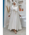 Elbiseli Abaya Takım ŞAL HEDİYE  3883 Ekru