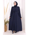 Elbiseli Abaya Takım ŞAL HEDİYE 3883 Lacivert