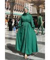 Elbiseli Abaya Takım ŞAL HEDİYE  3883 Zümrüt