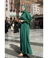 Elbiseli Abaya Takım ŞAL HEDİYE  3883 Zümrüt