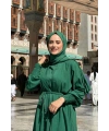 Elbiseli Abaya Takım ŞAL HEDİYE  3883 Zümrüt