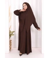 Eşarplı Elbise 6059 Kahverengi