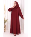 Eşarplı Elbise 6059 Mürdüm