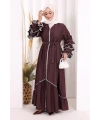 Fırfır Detaylı Abaya 6078 Bordo