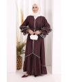 Fırfır Detaylı Abaya 6078 Bordo