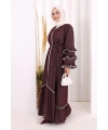 Fırfır Detaylı Abaya 6078 Bordo