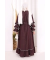 Fırfır Detaylı Abaya 6078 Bordo