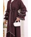 Fırfır Detaylı Abaya 6078 Bordo