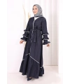 Fırfır Detaylı Abaya 6078 Lacivert
