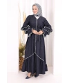 Fırfır Detaylı Abaya 6078 Lacivert