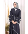 Fırfır Detaylı Abaya 6078 Lacivert