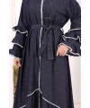 Fırfır Detaylı Abaya 6078 Lacivert