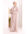 Fırfır Detaylı Elbise 6066 Somon