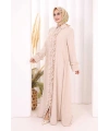 Fırfır Detaylı Elbise 6066 Taş