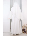 Fırfır Taşlı Detaylı Şallı Abaya 9204 Ekru
