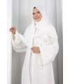Fırfır Taşlı Detaylı Şallı Abaya 9204 Ekru