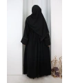 Fırfır Taşlı Detaylı Şallı Abaya 9204 Siyah