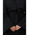 Fırfır Taşlı Detaylı Şallı Abaya 9204 Siyah