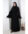 Fırfır Taşlı Şallı Elbise 7014 Siyah