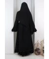 Fırfır Taşlı Şallı Elbise 7014 Siyah