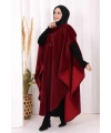 Foks Kumaş Kapşonlu Panço 70130 Bordo