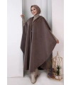 Foks Kumaş Kapşonlu Panço 70130 DUMAN