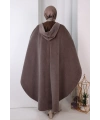 Foks Kumaş Kapşonlu Panço 70130 DUMAN