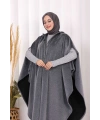 Foks Kumaş Kapşonlu Panço 70130 Gri