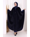 Foks Kumaş Kapşonlu Panço 70130 Lacivert
