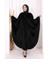 Foks Kumaş Kapşonlu Panço 70130 Siyah