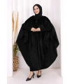 Foks Kumaş Kapşonlu Panço 70130 Siyah